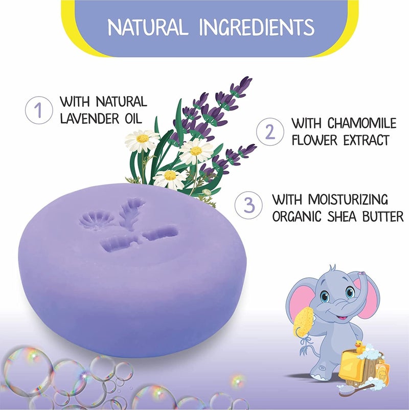 Relaxcation 100% Natural LAVENDER CHAMOMILE Baby Soap Bar with Lavender Essential Oil, Organic Chamomile Water, and Shea Butter - Naturally Cold Process in tUSA - Calming and Moisturizing for Newborns, Baby, Kids - Image 2